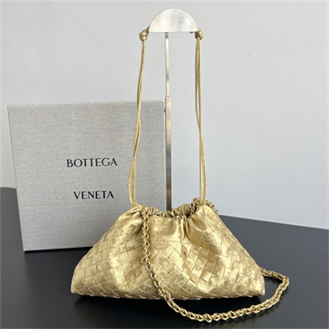 bottega veneta dustbag intreccio metallic leather chain bag #839394
